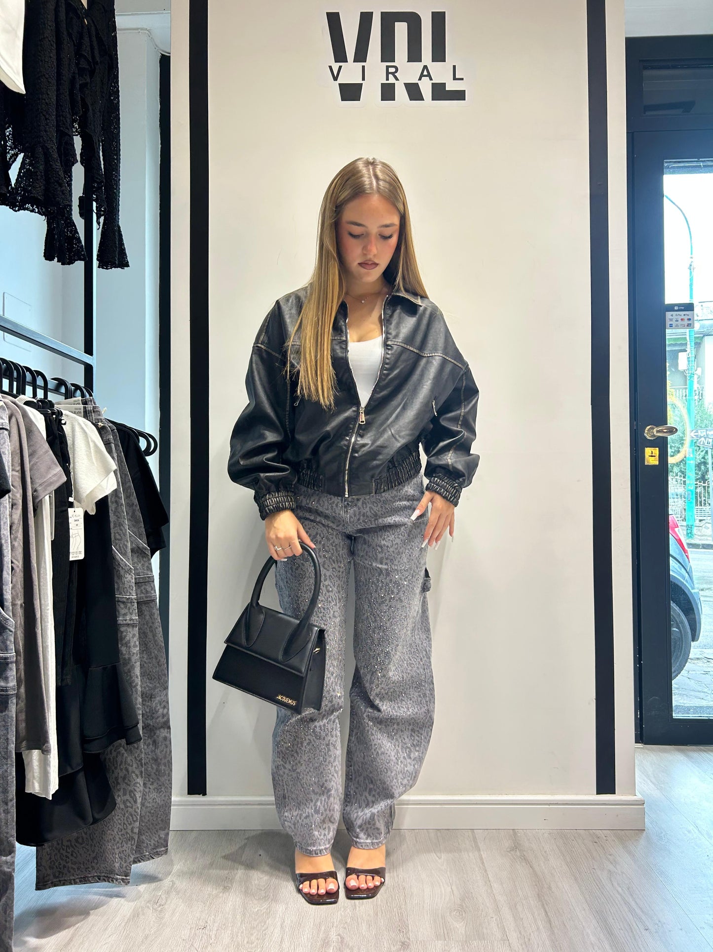 Giubbotto in eco pelle over
