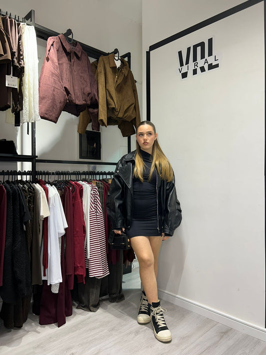 Giubbotto Felpato in Eco Pelle